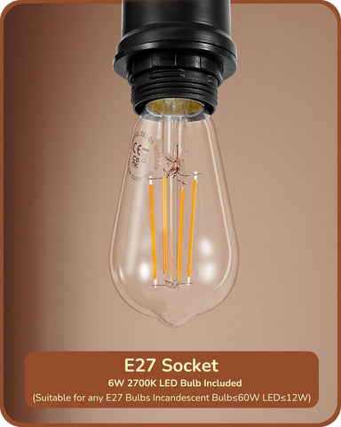 LED light bulb with E27 socket on a brown background