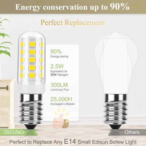 LED light bulb with energy conservation features and specifications on a neutral background