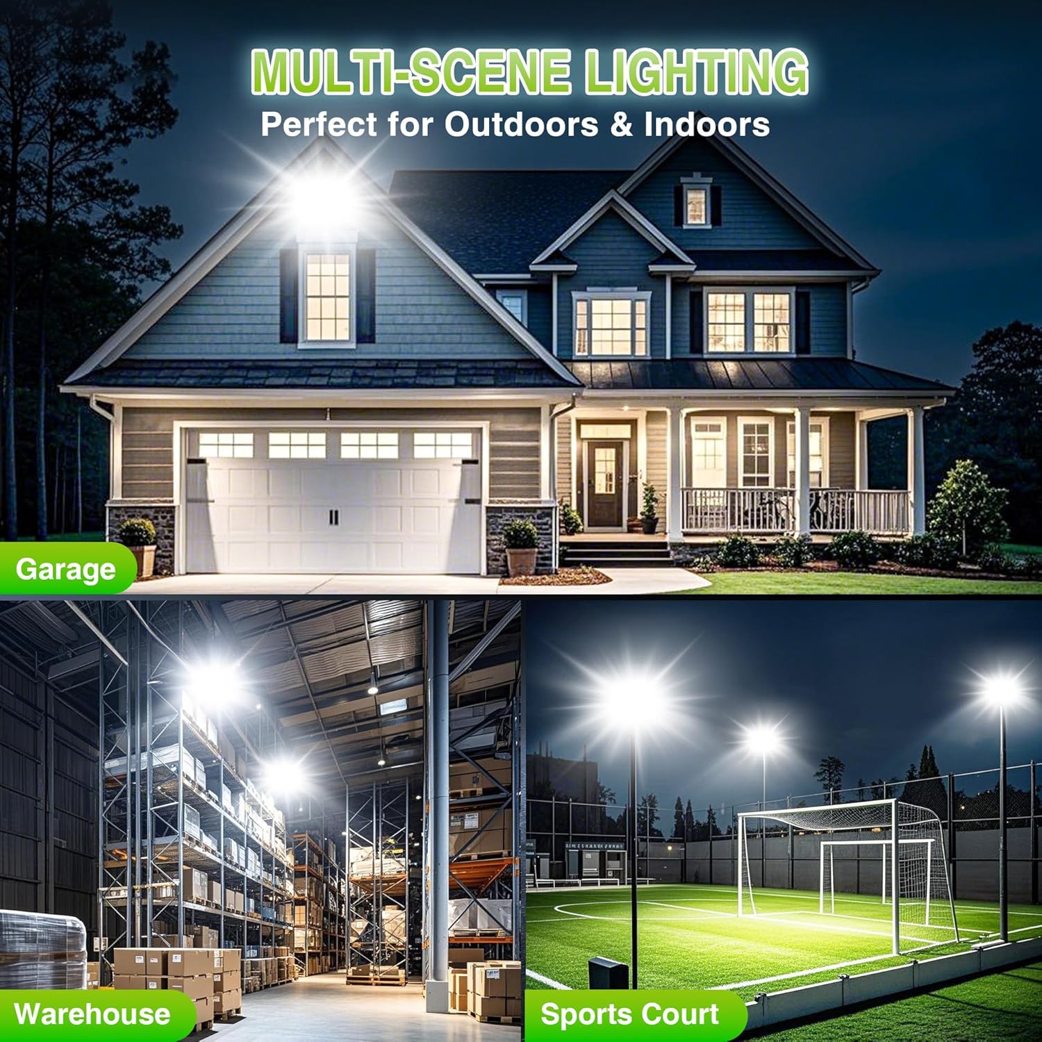 LED light fixture with adjustable angle features on a dark background