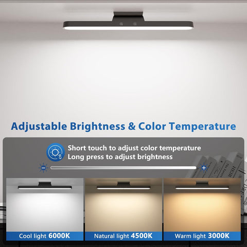 LED light fixture with adjustable brightness and color temperature display.