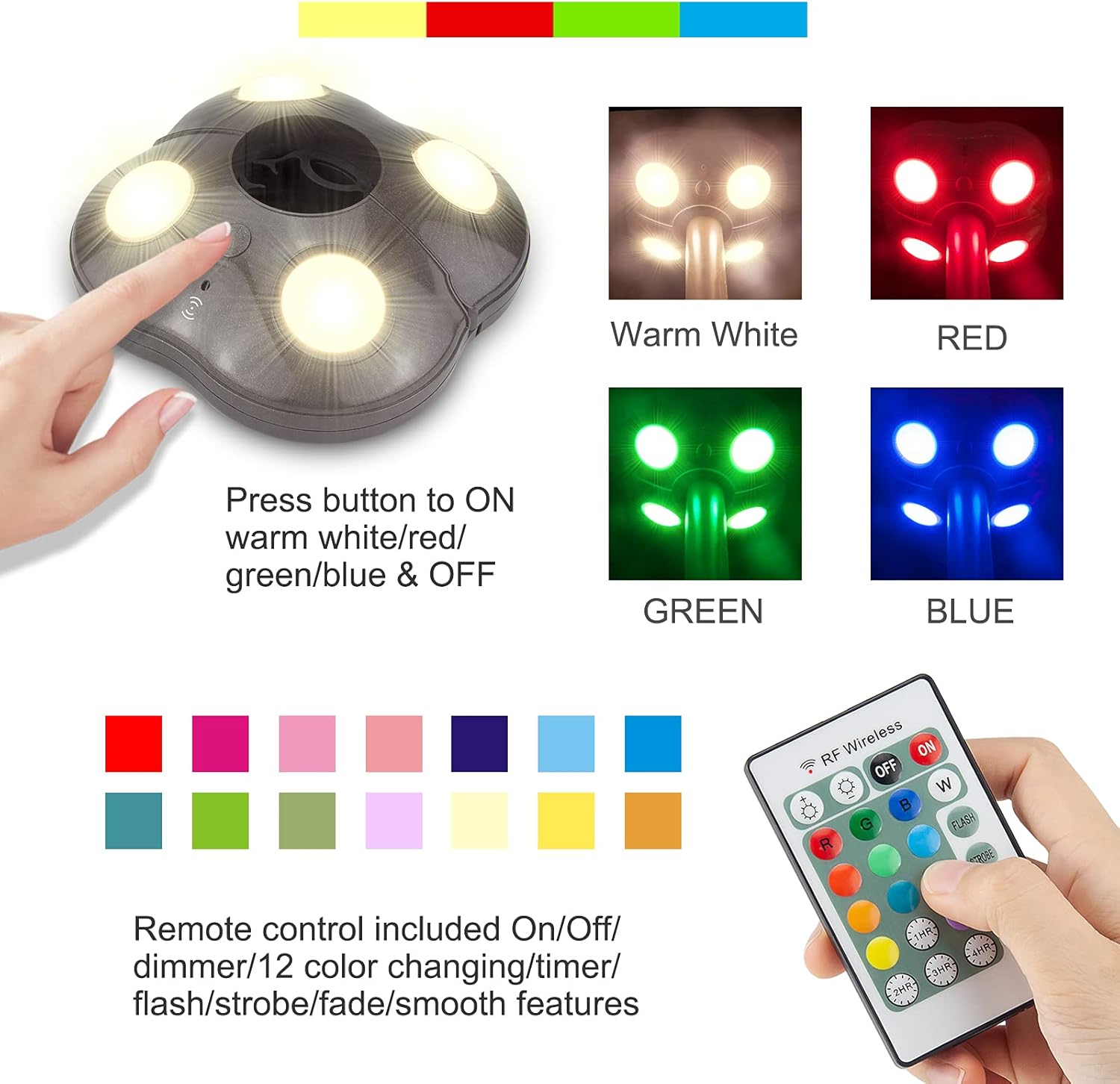 Remote Control Color Light LED Outdoor Umbrella Light – Color Changing, Remote, Battery