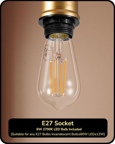 LED light bulb with E27 socket on a brown background