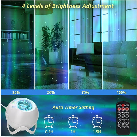 LED star projector creating nebula ceiling effects