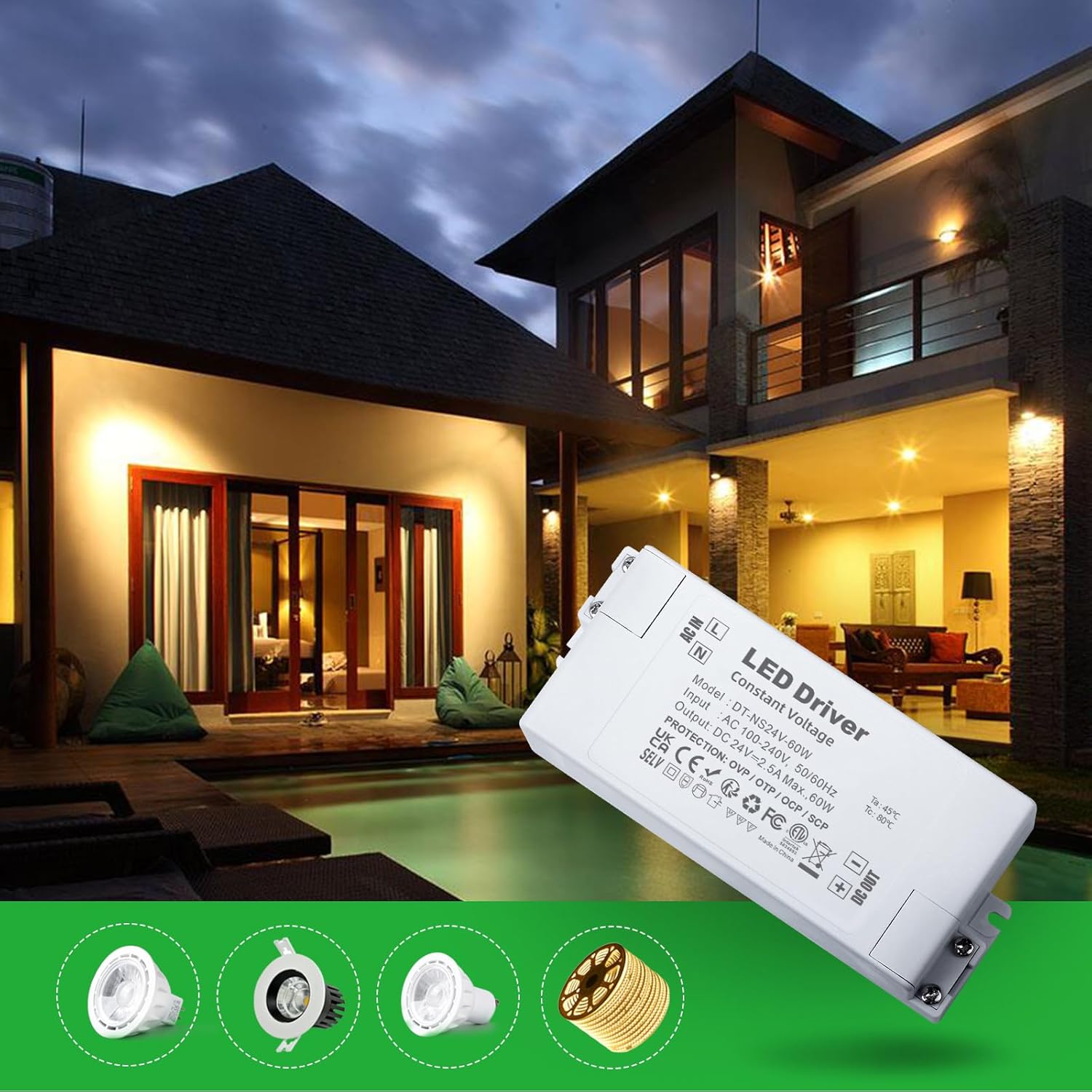 LED strip light power adapter

