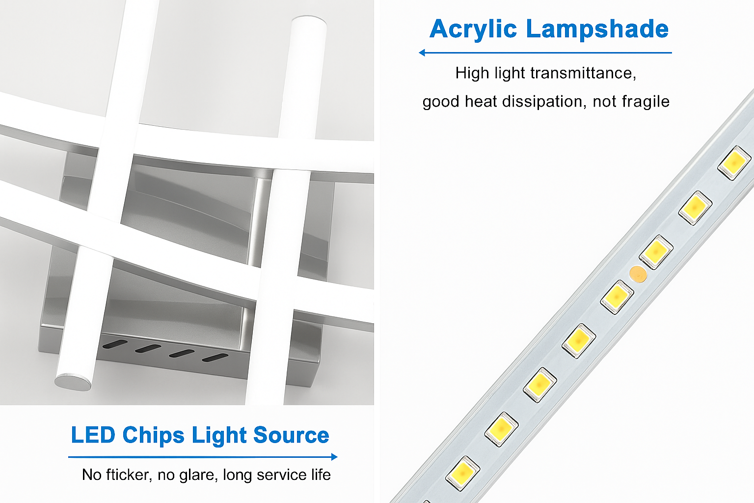 LED strip light with acrylic lampshade and text highlighting features