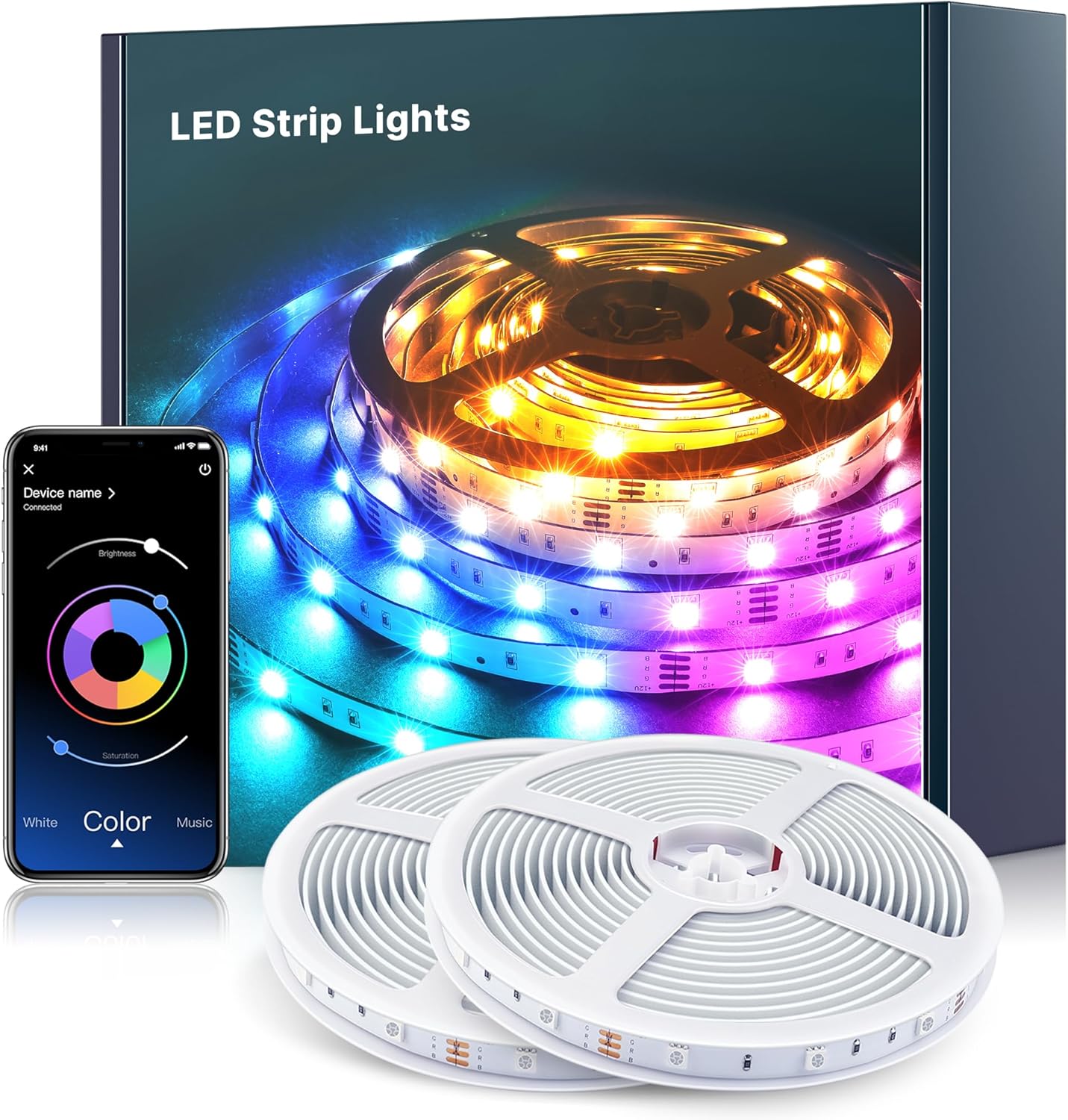 LED Strip Lights 40M – Music Sync RGB Color Changing with Remote & App ...