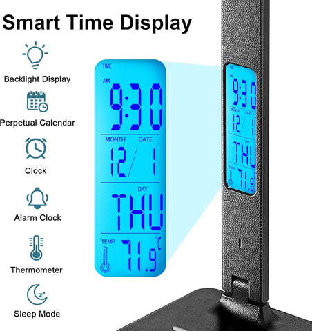 LED table lamp with thermometer


