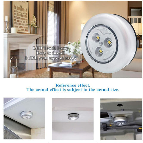 LED touch lamp with installation examples in a living room setting