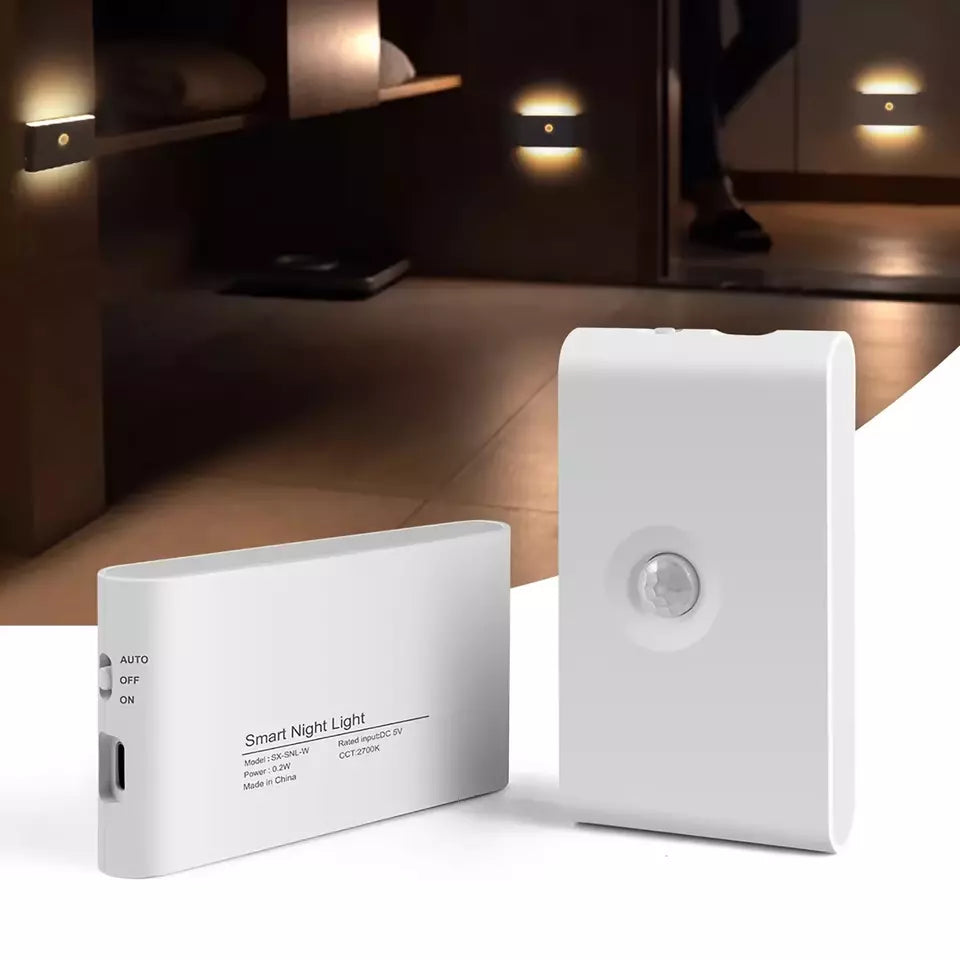 Motion sensor light providing warm white illumination in a hallway

