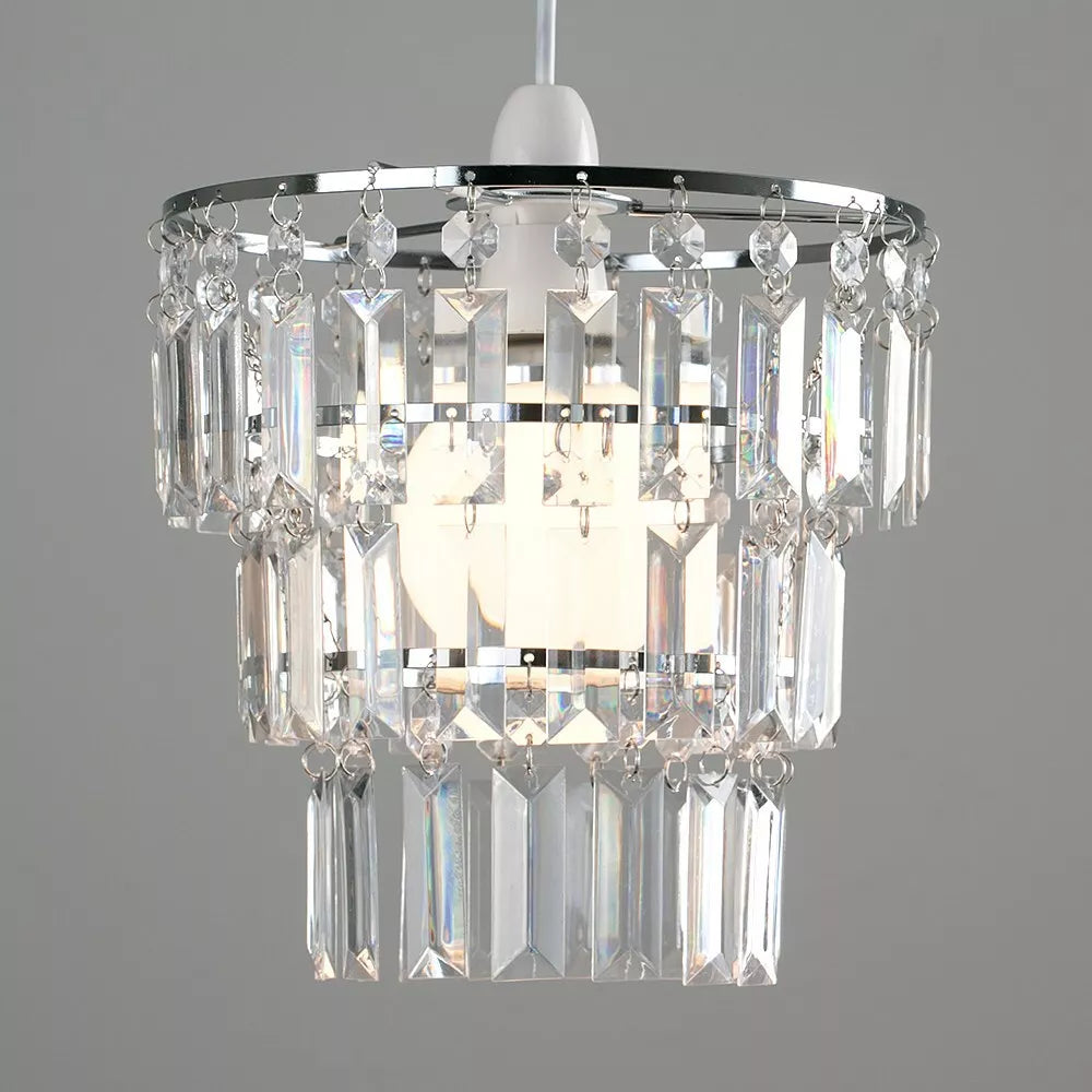 Lampshade Ceiling Pendant Light Shade Acrylic Crystal Easy Fit Chandelier Modern