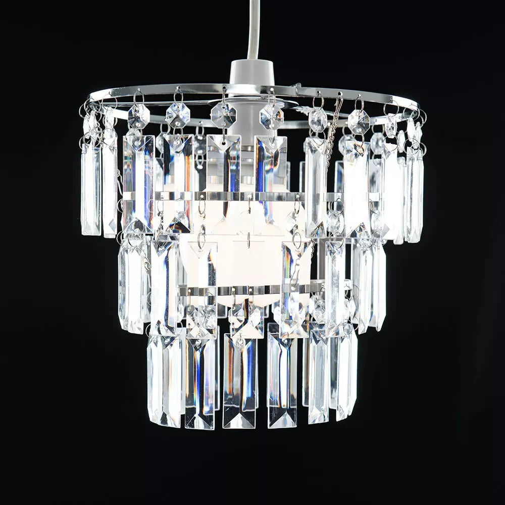 Lampshade Ceiling Pendant Light Shade Acrylic Crystal Easy Fit Chandelier Modern