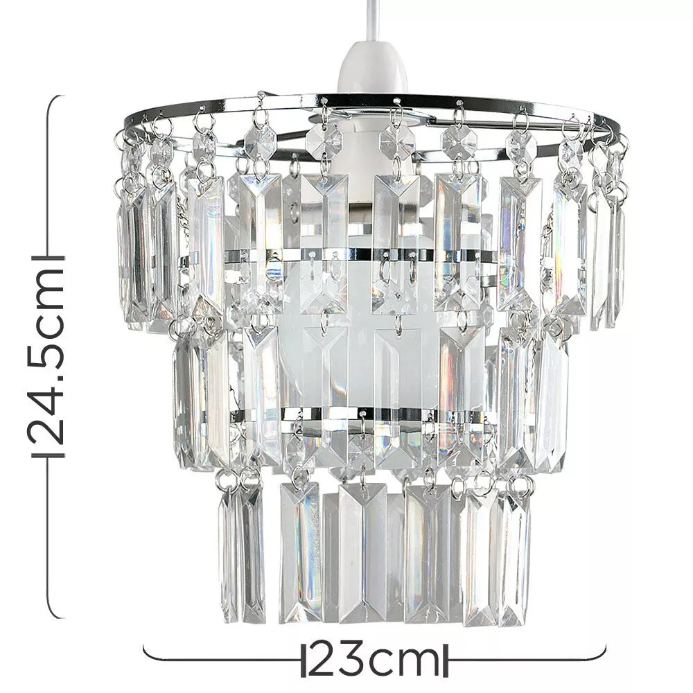Lampshade Ceiling Pendant Light Shade Acrylic Crystal Easy Fit Chandelier Modern