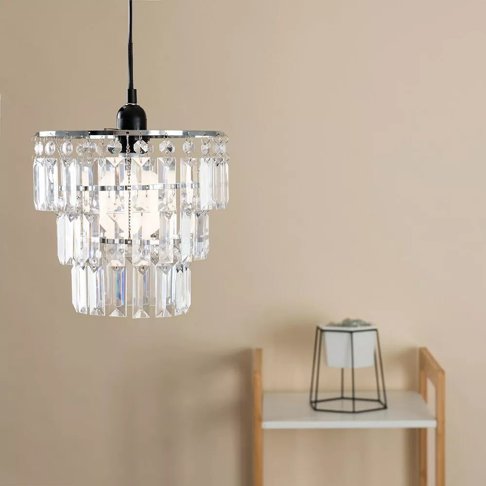 Lampshade Ceiling Pendant Light Shade Acrylic Crystal Easy Fit Chandelier Modern