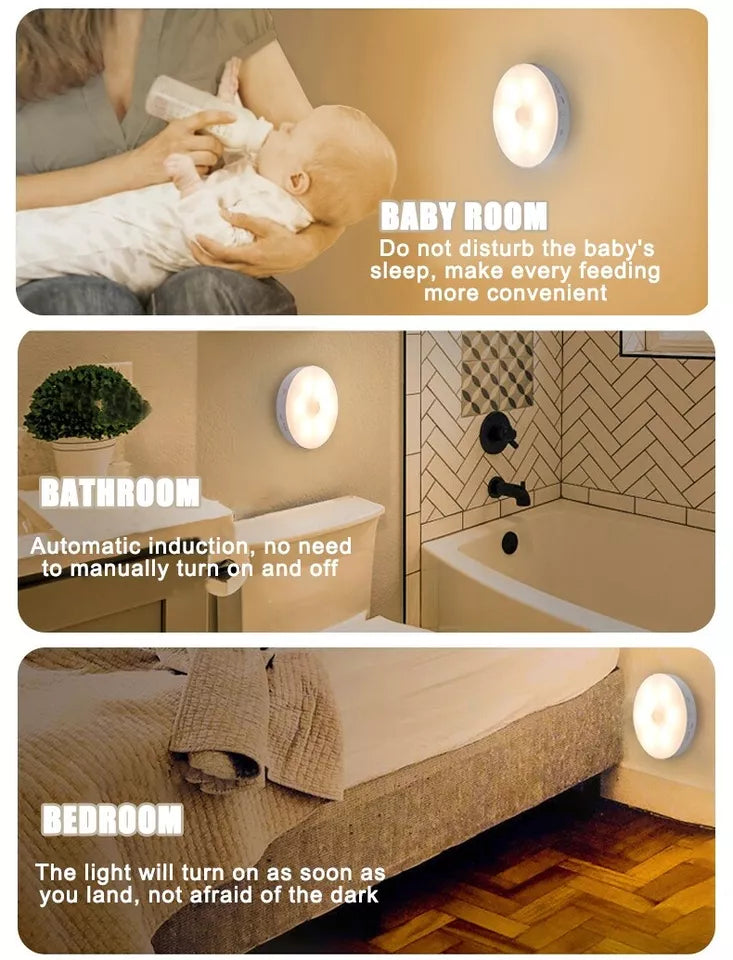 Led Night Light : Motion Sensor Light Intelligent Body Induction Lamp USB Rechargeable Wireless Cabinet Light 2 Color Mode for Stair Bedroom LivingRoom Bathroom Kitchen Garage Wardrobe
