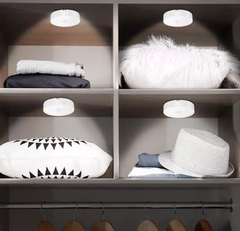 Motion sensor light installed in a closet for easy access


