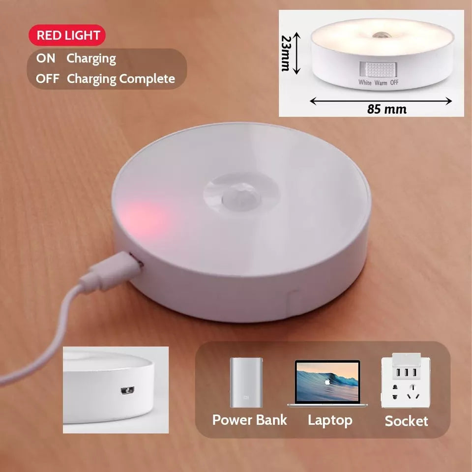 Led Night Light : Motion Sensor Light Intelligent Body Induction Lamp USB Rechargeable Wireless Cabinet Light 2 Color Mode for Stair Bedroom LivingRoom Bathroom Kitchen Garage Wardrobe
