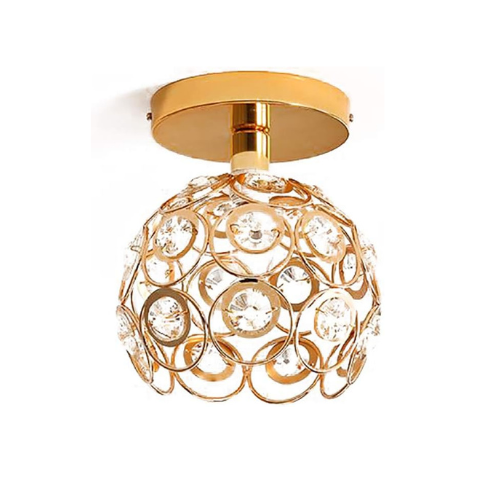 Interior with gold globe flush ceiling light




