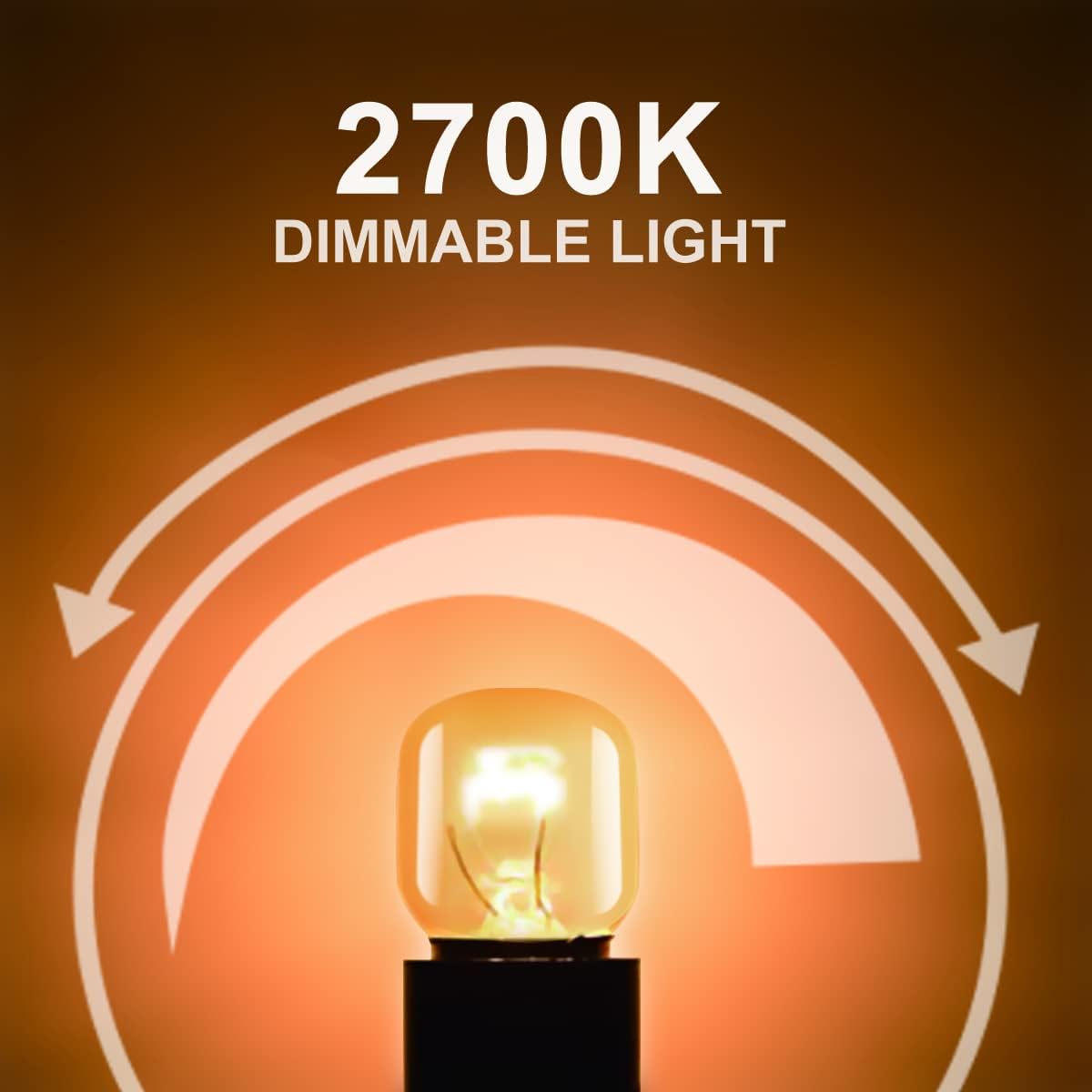 Light bulb with '2700K Dimmable Light' text on an orange background