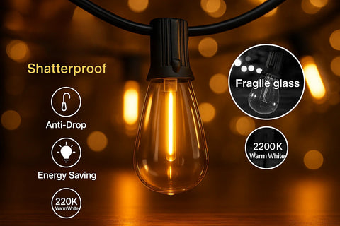 Light bulb with features highlighted on a warm glow background