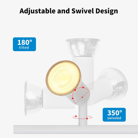 Light fixture with adjustable and swivel design features on a white background