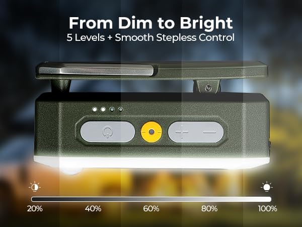 Light fixture with control panel and dim-to-bright feature on a dark background