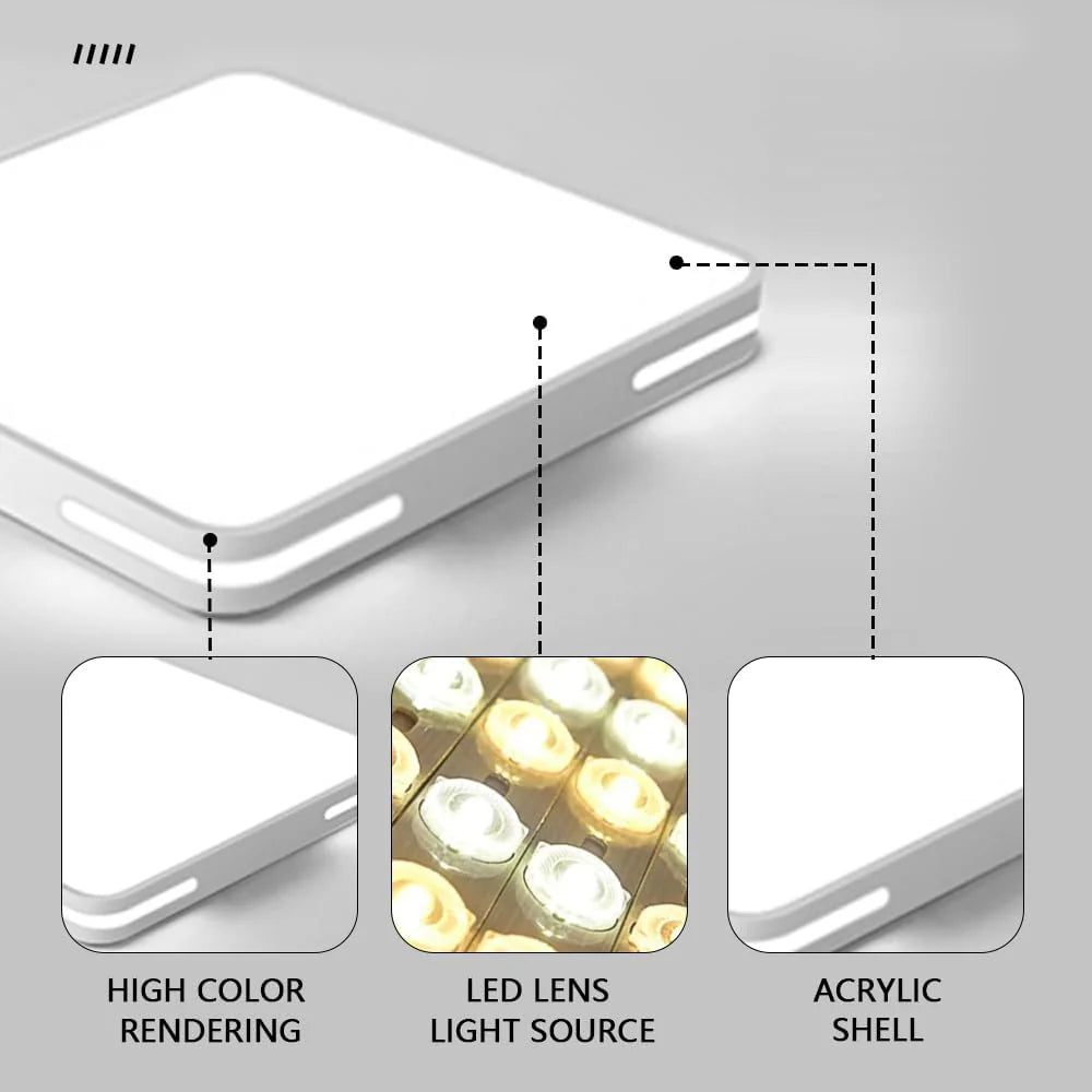 Light fixture with labeled parts on a gray background