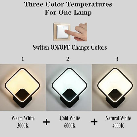 Light fixture with three color temperature options displayed on a gray background.