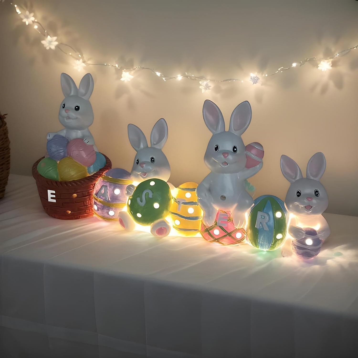 Light up Easter bunny figurine with egg decoration
