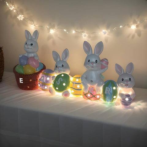Light up Easter bunny figurine with egg decoration