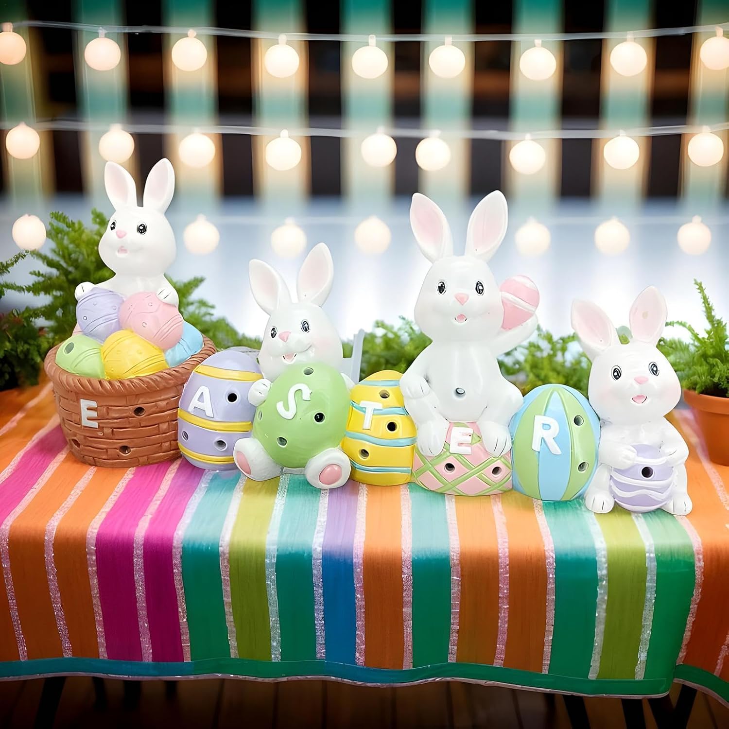 Lighted Easter rabbit statue for indoor décor