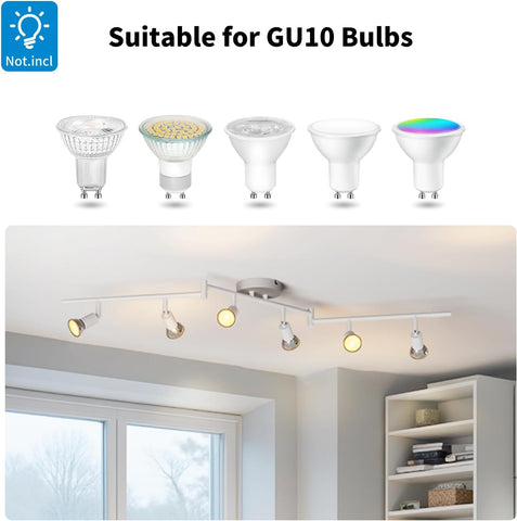 Lighting fixture with GU10 bulb compatibility on a white background