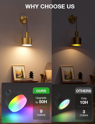 Lighting fixture with color change options and comparison to other products.