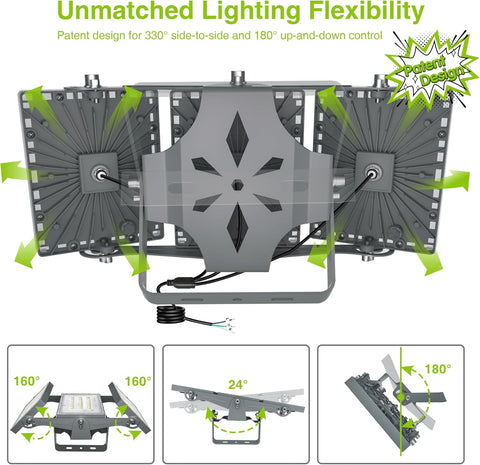 Lighting fixture with unmatched flexibility features on a white background