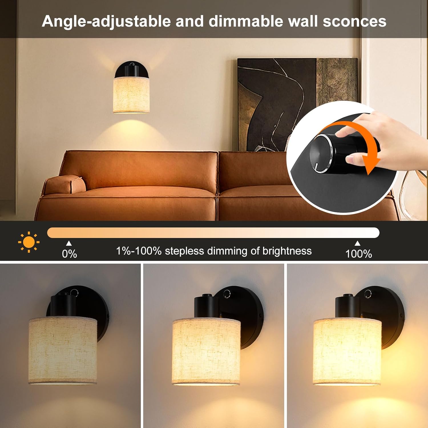Linen fabric shade wall sconce


