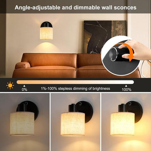 Linen fabric shade wall sconce

