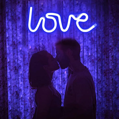 Love Neon Sign - LED Wall Light, USB/Battery Powered Neon Letters for Bedroom, Bar, Wedding, Party Décor (13.3x5.1 in)