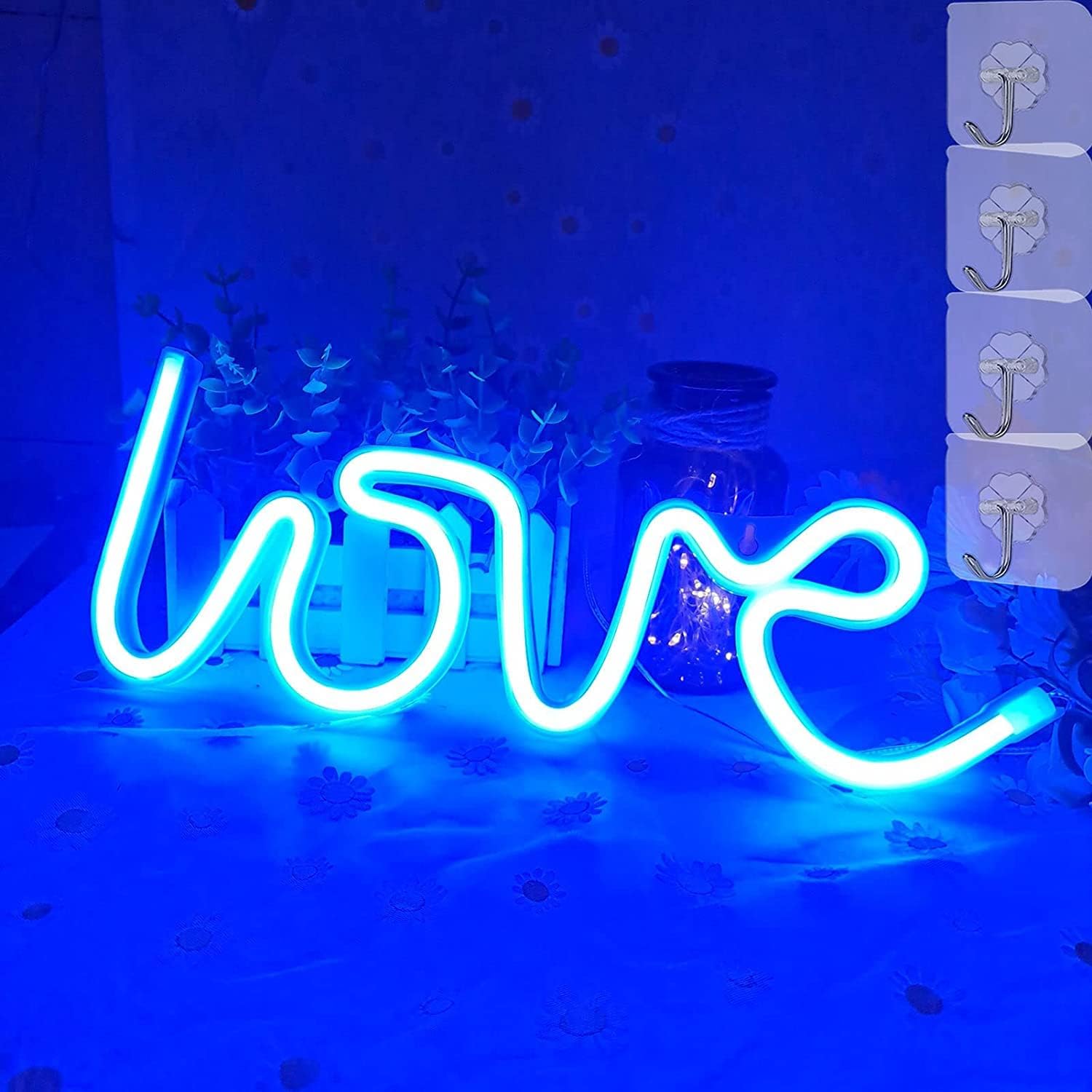 Love Neon Sign - LED Wall Light, USB/Battery Powered Neon Letters for Bedroom, Bar, Wedding, Party Décor (13.3x5.1 in)