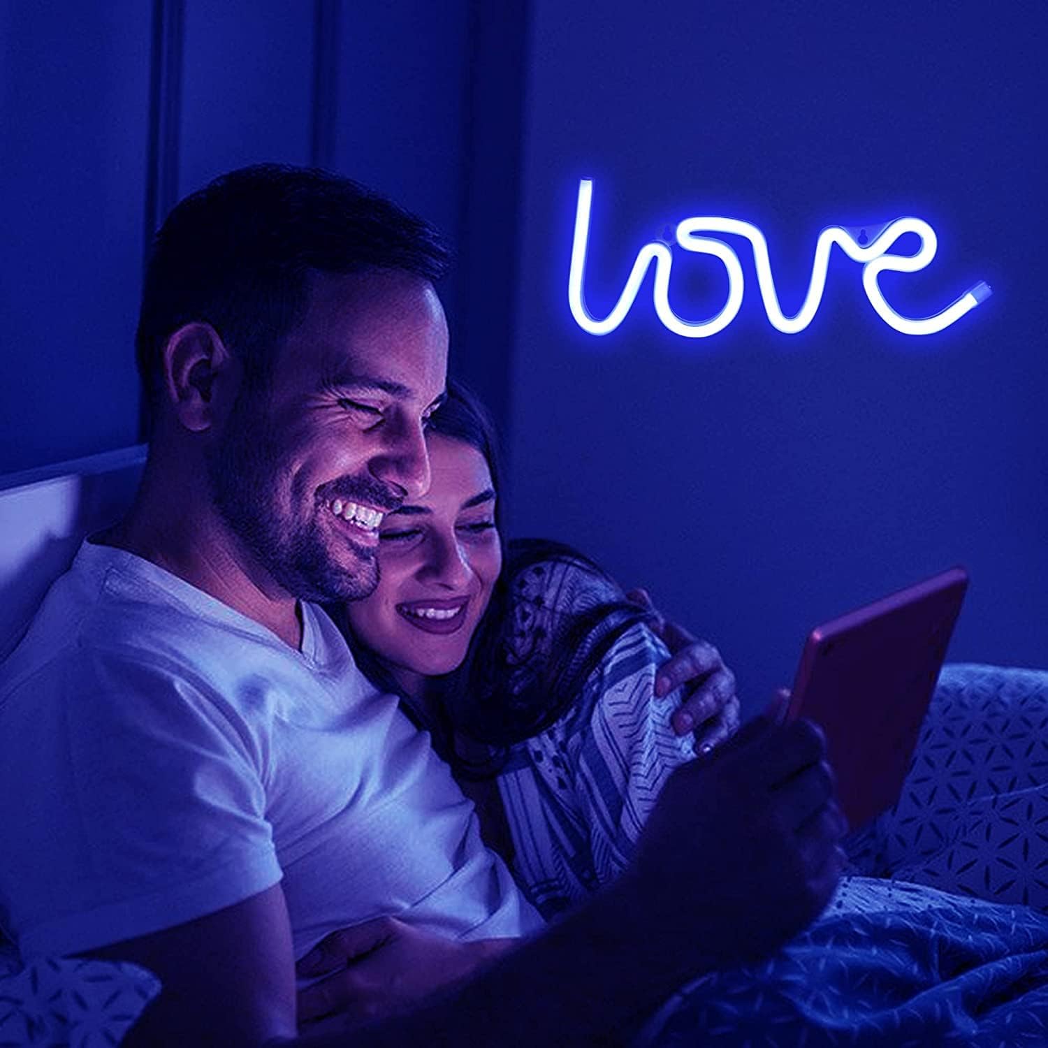 Love Neon Sign - LED Wall Light, USB/Battery Powered Neon Letters for Bedroom, Bar, Wedding, Party Décor (13.3x5.1 in)