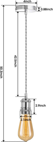 Measurement chart of a pendant light with dimensions labeled
