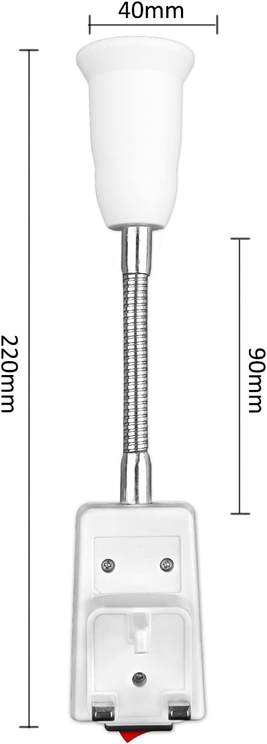 Measurement chart of a white electronic device with dimensions labeled.