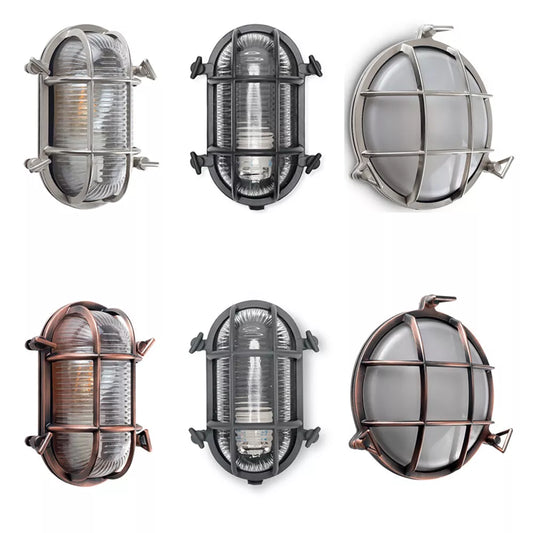 Metal Outdoor Wall Light Polished Aluminium Outside Garden Bulkhead LED Bulb IP64