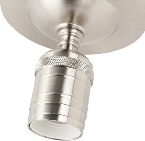 Metallic ceiling light fixture on a white background