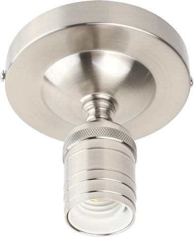 Metallic ceiling light fixture on a white background