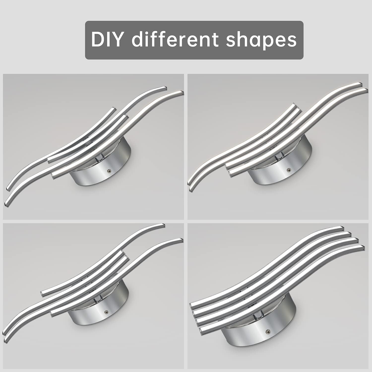 Metallic handle with various shapes on a gray background