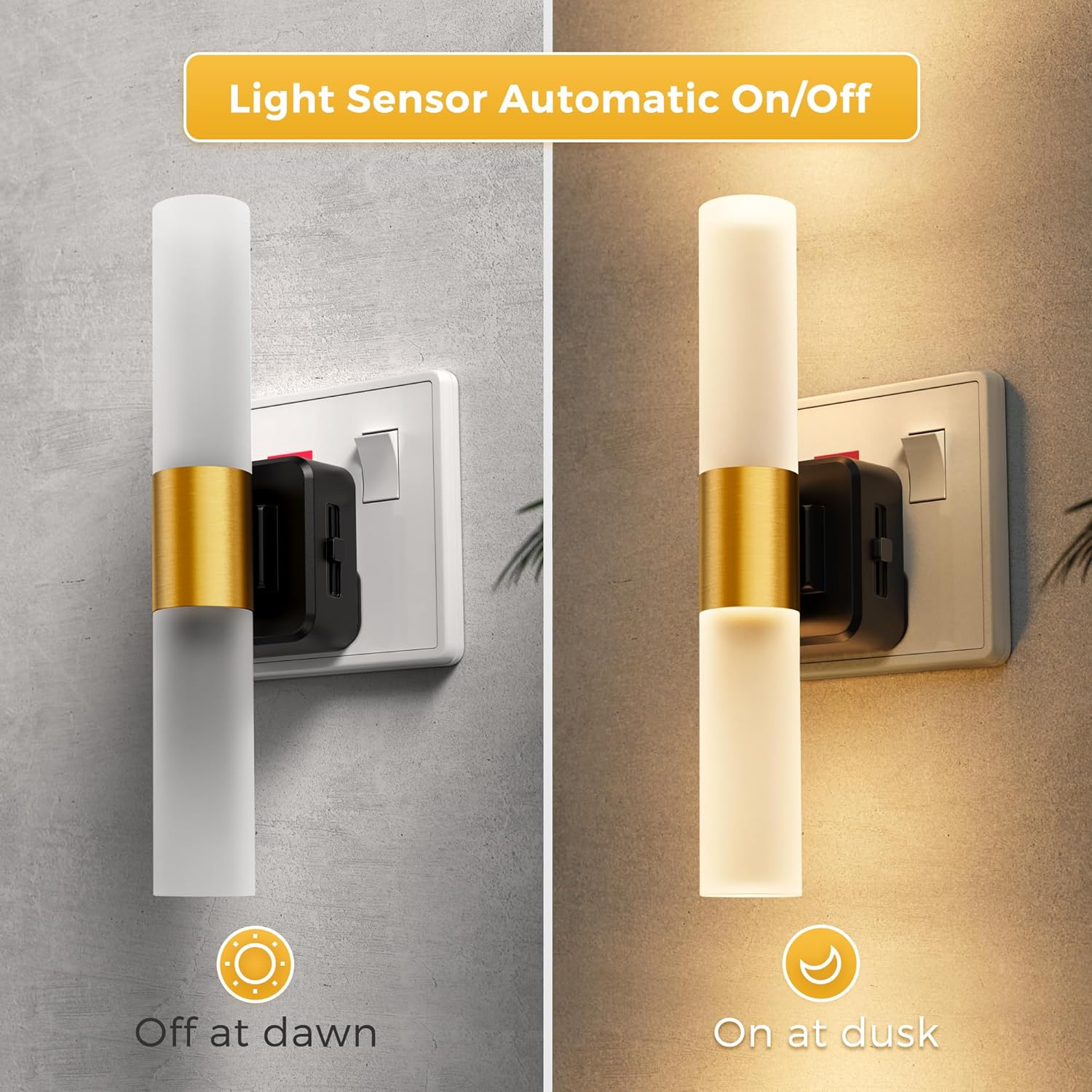 Minimalist LED night light for home

Automatic on/off plug-in night lamp

