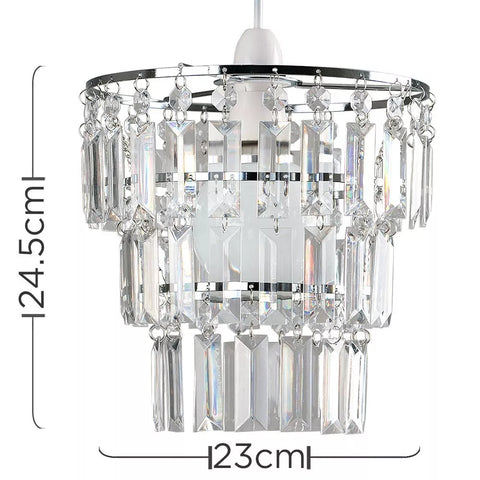 Modern 3 Tier Ceiling Light Shades with Clear Acrylic Jewel Effect Droplets | Pendant Lights, Home Décor & Improvement Essential
