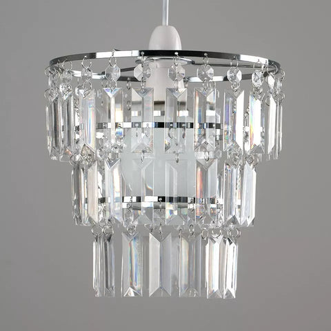 Modern 3 Tier Ceiling Light Shades with Clear Acrylic Jewel Effect Droplets | Pendant Lights, Home Décor & Improvement Essential
