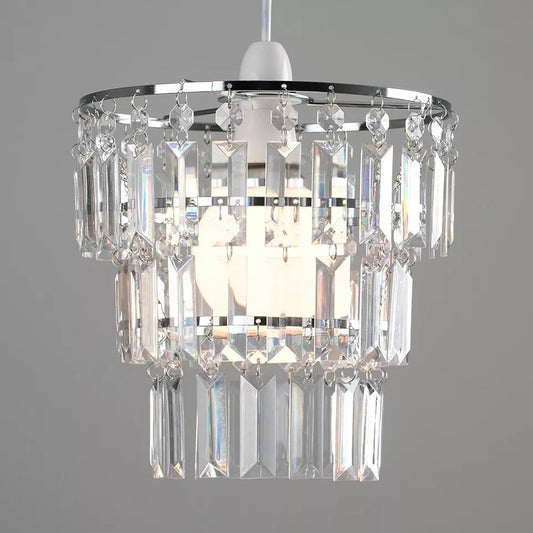 Modern 3 Tier Ceiling Light Shades with Clear Acrylic Jewel Effect Droplets | Pendant Lights, Home Décor & Improvement Essential
