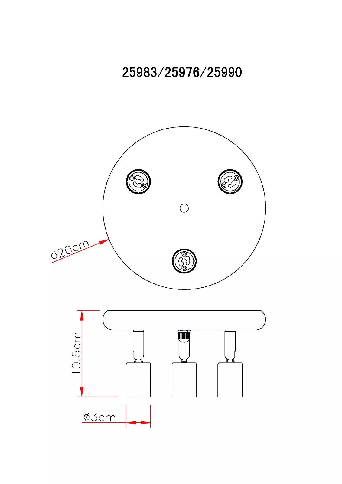 Modern 3 Way Ceiling Lights Adjustable LED GU10 Lamp Kitchen Spotlight Fitting with 3 x 5W LED Warm White 3000K
