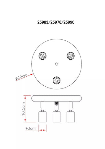 Modern 3 Way Ceiling Lights Adjustable LED GU10 Lamp Kitchen Spotlight Fitting with 3 x 5W LED Warm White 3000K